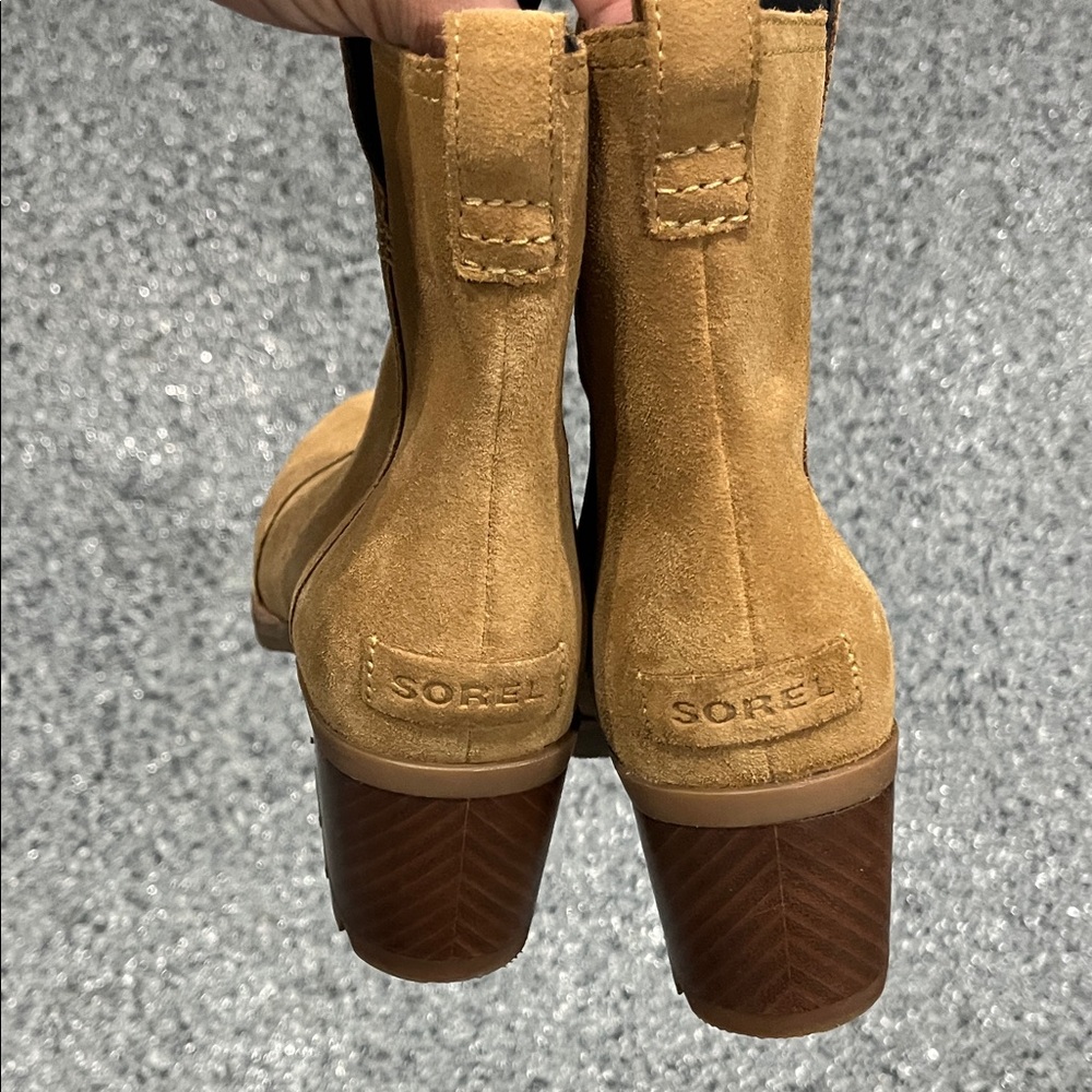 Sorel Stylish Tan Heeled Boots for Women ankle chunky 9.5 - Picture 10 of 16
